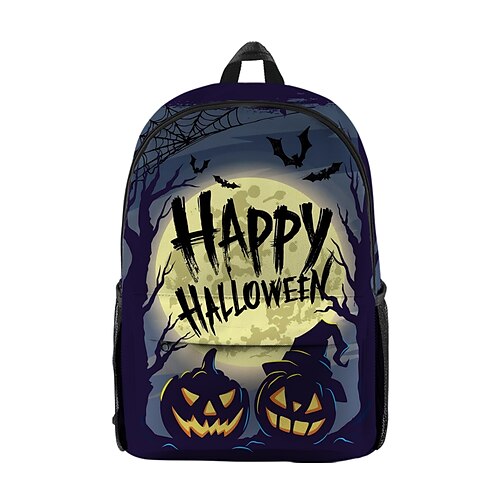 

Unisex Oxford Cloth 300D School Bag Commuter Backpack 3D Large Capacity Breathable Zipper Tiered Cartoon 3D Print Halloween Halloween School Daily Dark Blue