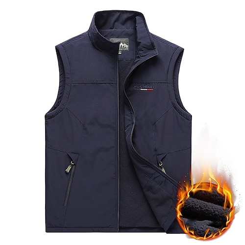 

Men's Fishing Vest Hiking Fleece Vest Fleece Winter Outdoor Thermal Warm Waterproof Windproof Lightweight Outerwear Winter Jacket Trench Coat Skiing Fishing Climbing Sapphire Grey khaki Black Army