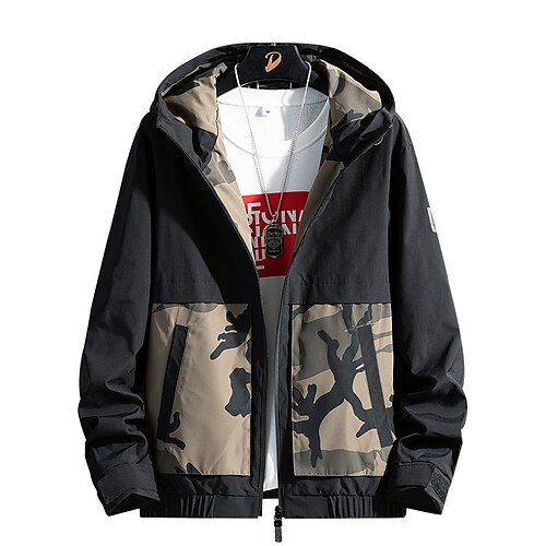 

Men's Hoodie Jacket Hiking Jacket Hiking Windbreaker Outdoor Thermal Warm Windproof Lightweight Breathable Outerwear Trench Coat Top Skiing Fishing Climbing Grey Black / Camping / Hiking / Caving
