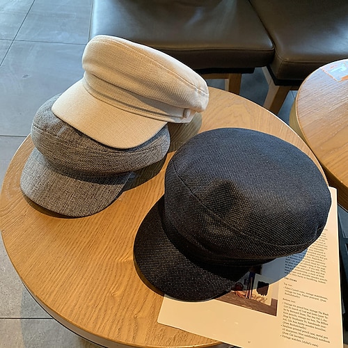 

Women's Hat Beret Hat Black Khaki Beige Daily Pure Color Print Sun Protection Breathable