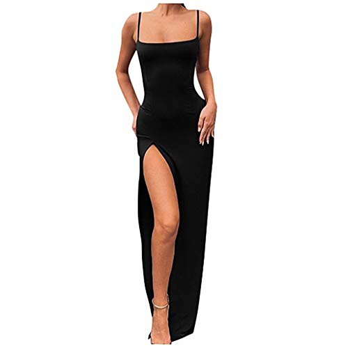 

Women's Strap Dress Maxi long Dress Black Red Sleeveless Solid Color Split Spring Summer cold shoulder Party Casual Sexy Party 2022 S M L XL XXL XXXL