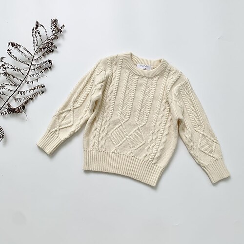 

Kids Boys Sweater Solid Color Outdoor Long Sleeve Ruched Basic Cotton 2-8 Years Winter Burgundy White