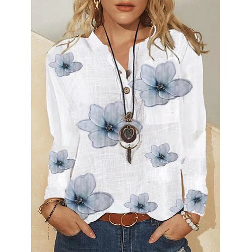 

half sleeve floral v neck shift blouse