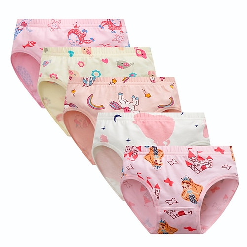 

Kids Girls' 5 Pieces Underwear Pink Dusty Rose Yellow Print Color Block Active Home 3-10 Years / Basic / Cotton / Animal