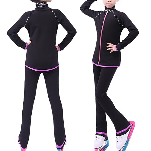 

Figure Skating Jacket with Pants Women's Girls' Ice Skating Jacket Pants / Trousers Leggings White Fuchsia Blue Fleece High Elasticity Training Practise Competition Skating Wear Thermal Warm Handmade