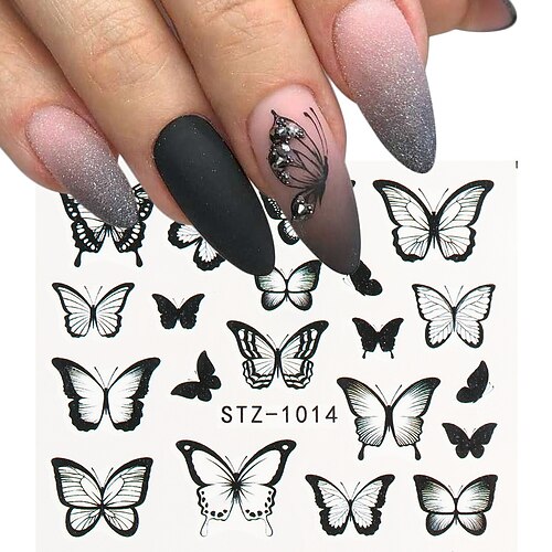 

9pcs/Set Nail Butterfly Stickers Watercolor Decals Blue Flowers Sliders Wraps Manicure Summer Nail Art Decorations