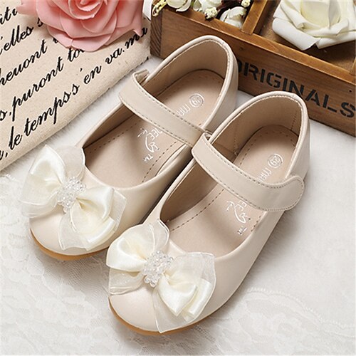 

Girls' Flats Flower Girl Shoes Microfiber Wedding Casual / Daily Dress Shoes Toddler(9m-4ys) Little Kids(4-7ys) Wedding Party Party & Evening Bowknot Pink Ivory Fall Spring
