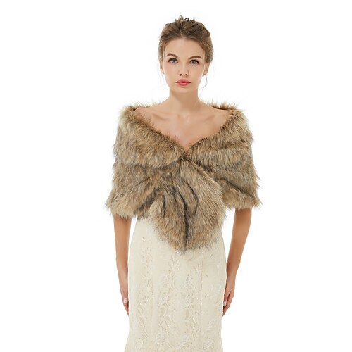 

Sleeveless Shawls Faux Fur Wedding / Party / Evening Women's Wrap With Solid