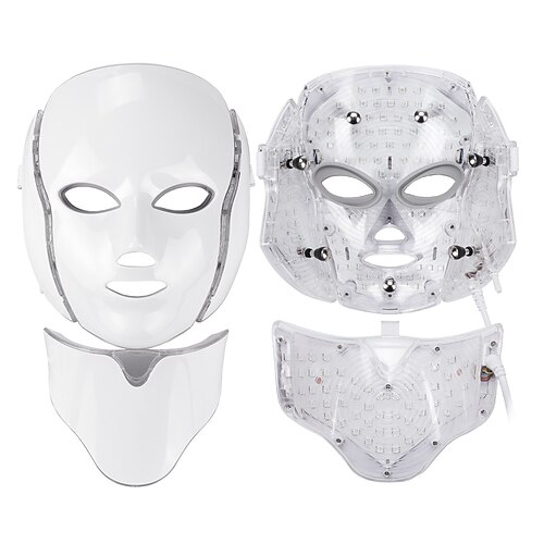 

7 Colors Light LED Facial Mask With Neck Skin Rejuvenation Face Care Treatment Beauty Anti Acne Therapy Whitening