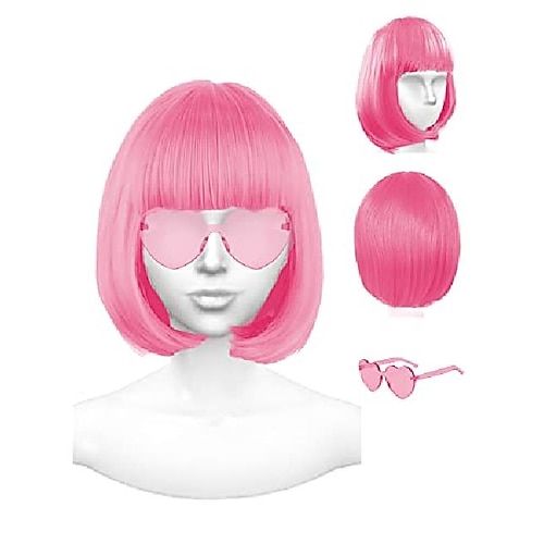 

Pink Wigs for Women Pink Color Bob Wig, Cosplay Wigs and Party Wigs, Rainbow Wig for Women - Bachelorette Party Wigs Decorations Favors (Only Wigs)