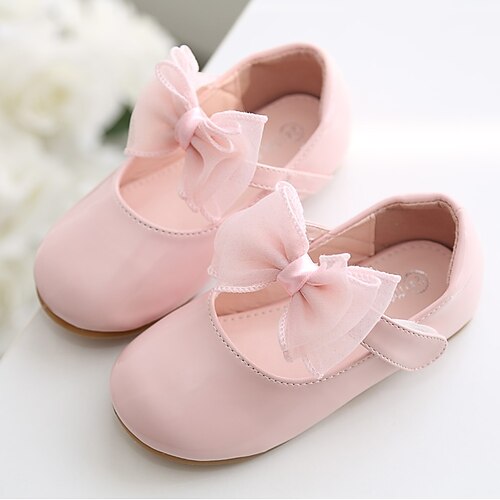 

Girls' Flats Mary Jane Flower Girl Shoes Princess Shoes Patent Leather Wedding Dress Shoes Toddler(9m-4ys) Little Kids(4-7ys) Wedding Party Party & Evening Bowknot Light Pink White Fall Spring