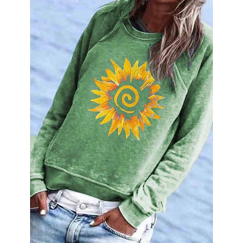 

Women's Sweatshirt Pullover Floral Print Daily Sports Hot Stamping Active Streetwear Hoodies Sweatshirts Green Blue Gray