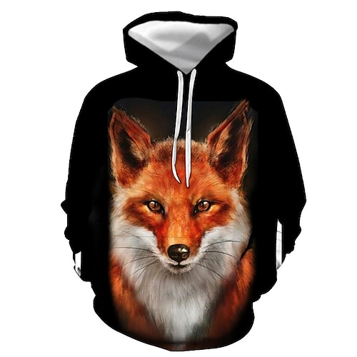 

Homme Sweat à capuche Bleu Bleu roi Orange Gris Capuche Graphic Renard Imprimer Casual du quotidien 3D effet Vêtement de rue Casual Printemps Automne Vêtement Tenue Pulls Capuche Pulls molletonnés