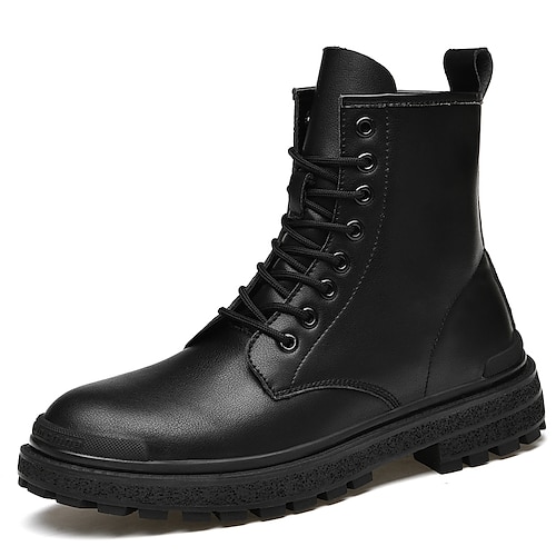 

Men's Boots Combat Boots Casual Classic Daily Cowhide Booties / Ankle Boots Black Fall Winter