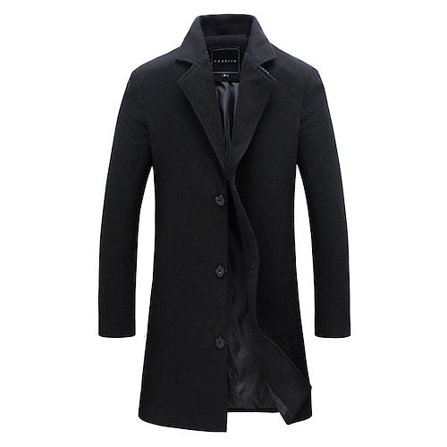 

мужское пальто зимнее пальто деловая повседневная осенняя шерстяная одежда базовая однотонная однотонная верхняя одежда с воротником-стойкой