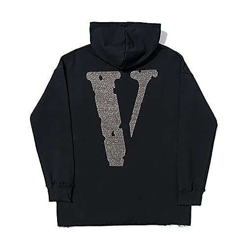 

fashion vlone hoodie big v print pullover couple sweatshirts unisex style-1 black small