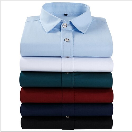 

Men's Dress Shirt Regular Fit Long Sleeve Turndown Solid Color 99% Cotton White Black Gray 2022