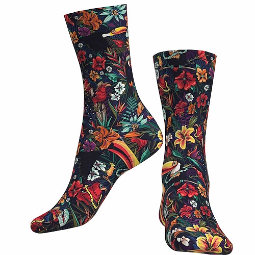 

Socks Cycling Socks Bike Socks Sports Socks Men's Women's Bike / Cycling Breathable Soft Comfortable 1 Pair Floral Botanical Cotton Black S M L / Stretchy