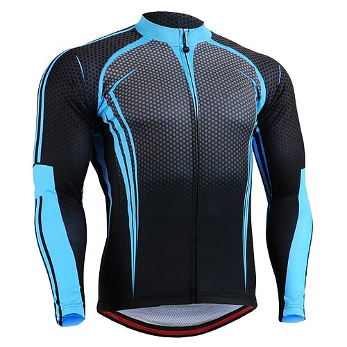 

21Grams Men's Cycling Jersey Long Sleeve Bike Top with 3 Rear Pockets Mountain Bike MTB Road Bike Cycling Breathable Quick Dry Moisture Wicking Reflective Strips Blue Polyester Spandex Sports