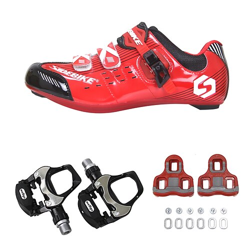 

SIDEBIKE Adults' Cycling Shoes With Pedals & Cleats Road Bike Shoes Carbon Fiber Cushioning Cycling Men's Cycling Shoes / Breathable Mesh