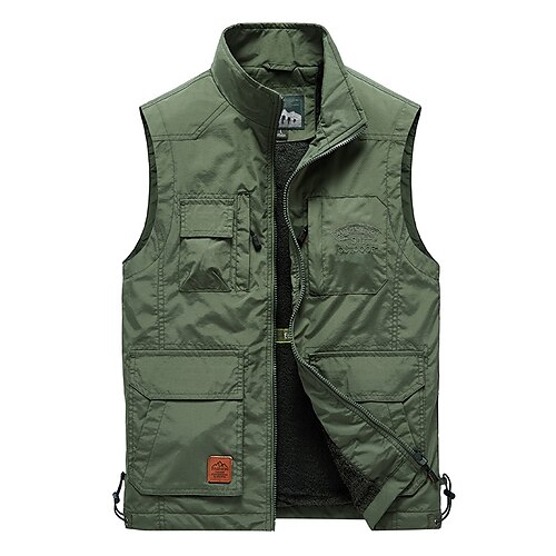 

Men's Fishing Vest Hiking Fleece Vest Fleece Winter Outdoor Thermal Warm Windproof Lightweight Breathable Outerwear Winter Jacket Trench Coat Skiing Fishing Climbing Grey khaki Black Army Green Dark