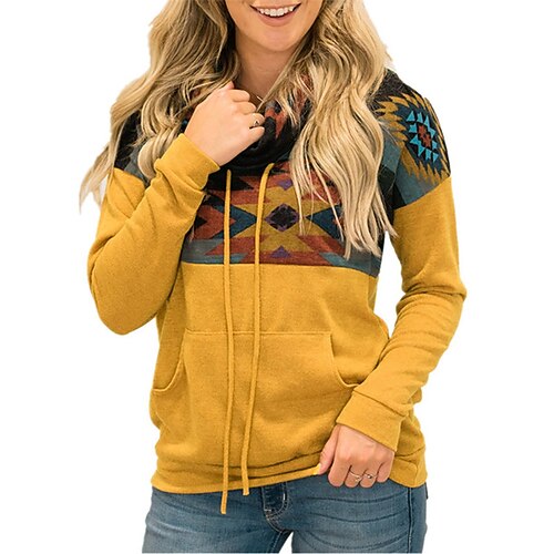 

Women's Pullover Casual Patchwork Print Black Yellow Red Solar System Sports & Outdoor High Neck Long Sleeve S M L XL XXL