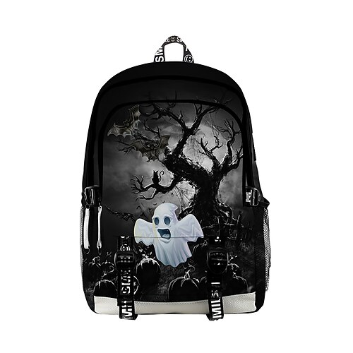 

Unisex Oxford Cloth 300D School Bag Commuter Backpack 3D Large Capacity Zipper Cartoon 3D Print Geometric Pattern Halloween School Daily Black