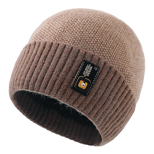 

Men's Hat Beanie / Slouchy Black Wine Khaki Outdoor Street Daily Knitted Pure Color Windproof Warm Breathable