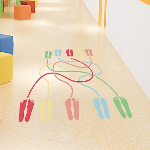 

preschool children's games with the same color feet connected to the kindergarten wall beautification decorative wall stickers self-adhesive