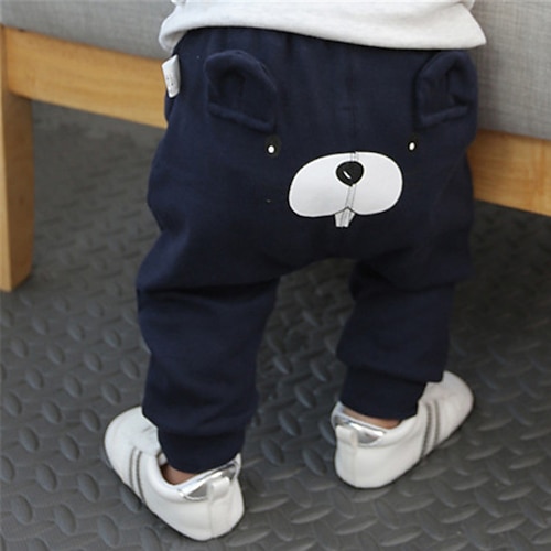 

Baby Boys' Pants Basic Daily Sports Indoor Cotton Blue Gray Light gray Bear Animal Patterned Patchwork Print / Fall / Winter