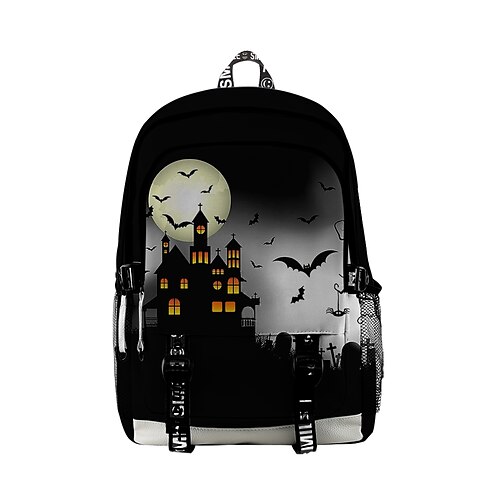 

Unisex Oxford Cloth 300D School Bag Commuter Backpack 3D Large Capacity Zipper Cartoon 3D Print Halloween Halloween School Daily Black