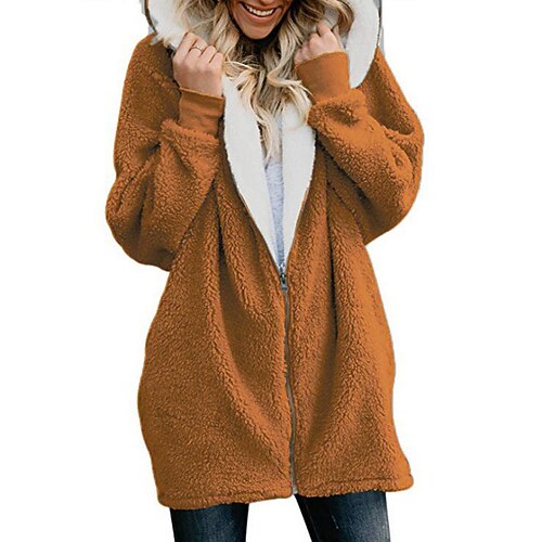 

Women's Hoodie Jacket Pullover Full Zip Hoodie Streetwear Oversized Sherpa Fleece Zipper Blue Wine Dark Gray Solid Color Brown Casual Hooded Long Sleeve Fleece S M L XL XXL / Fleece lined