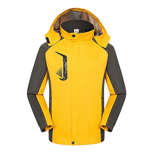 

Men's Hoodie Jacket Waterproof Hiking Jacket Hiking Windbreaker Outdoor Thermal Warm Waterproof Windproof Quick Dry Outerwear Coat Top Fishing Climbing Running Lake blue Blue Yellow Light Green Orange