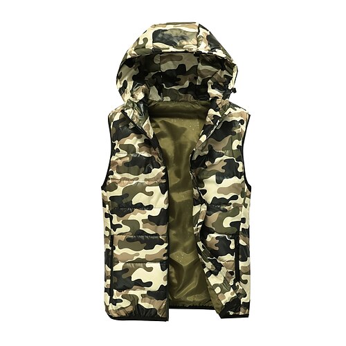 

Men's Hiking Vest Quilted Puffer Vest Down Vest Down Winter Outdoor Thermal Warm Windproof Lightweight Breathable Winter Jacket Trench Coat Top Skiing Fishing Climbing ArmyGreen Yellow Red