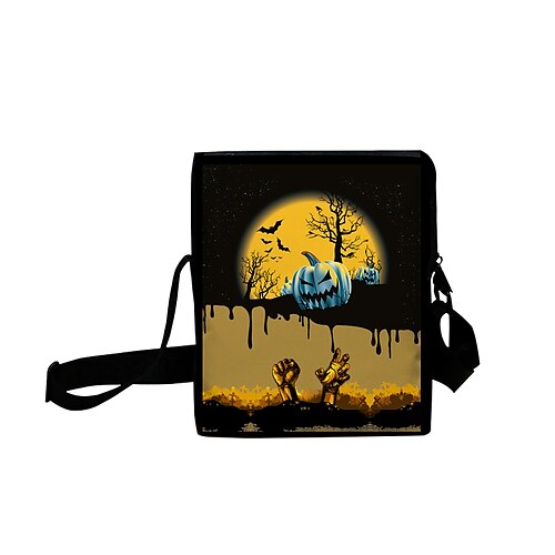 

Unisex Bags Oxford Cloth Crossbody Bag Zipper Halloween Daily Outdoor 3D Print Yellow