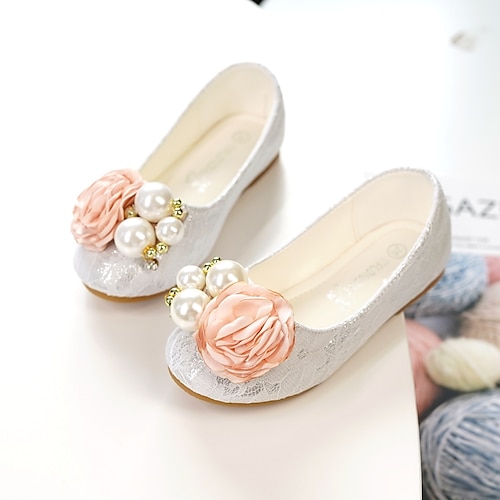 

Girls' Flats Comfort Flower Girl Shoes Lace Mesh Dress Shoes Toddler(9m-4ys) Little Kids(4-7ys) Wedding Party Party & Evening Pearl Flower Pink Champagne White Fall Spring