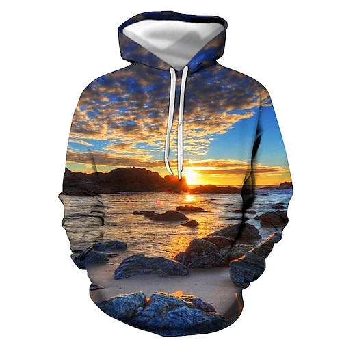 

Men's Hoodie Pullover Hoodie Sweatshirt Blue Royal Blue Orange Light Blue Hooded Graphic Underwater World Print Casual Daily 3D Print Streetwear Casual Spring & Fall Clothing Apparel Hoodies