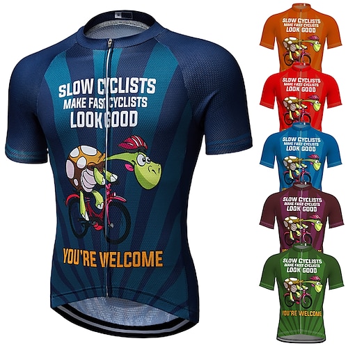 

21Grams Men's Cycling Jersey Short Sleeve Bike Jersey Top with 3 Rear Pockets Mountain Bike MTB Road Bike Cycling Breathable Quick Dry Moisture Wicking Soft Dark red Blue Dark Green Graphic Sloth