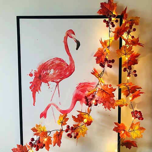 

Halloween Maple String Lights 1.75m 30LED Battery Powered Wedding Thanksgiving Party Holiday Halloween Garden Home Decor Garland Lights