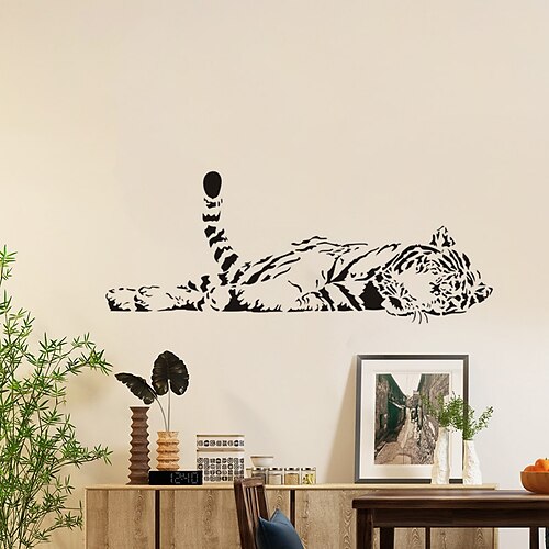 

fanxi monochrome animal side lying big tiger wall stickers bedroom living room background wall removable stickers fx1064