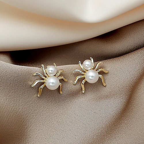 

Women's Stud Earrings Earrings Classic Spiders Fashion European Imitation Pearl Earrings Jewelry Gold For Halloween 1 Pair