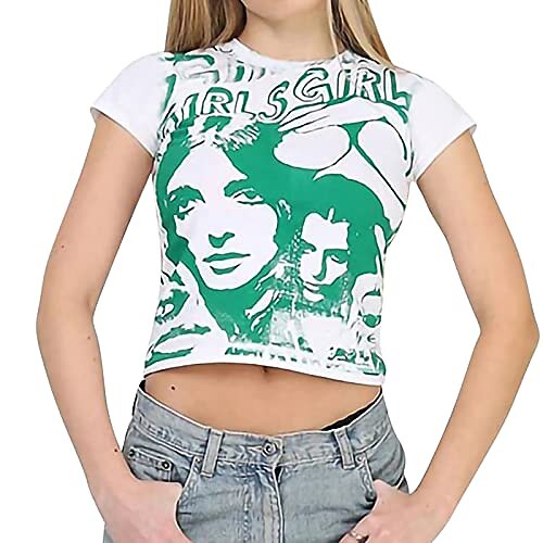 

women face portrait print sexy crop top summer sleeveless graphic t-shirt y2k e-girls vest basic top cami streetwear (green, large)