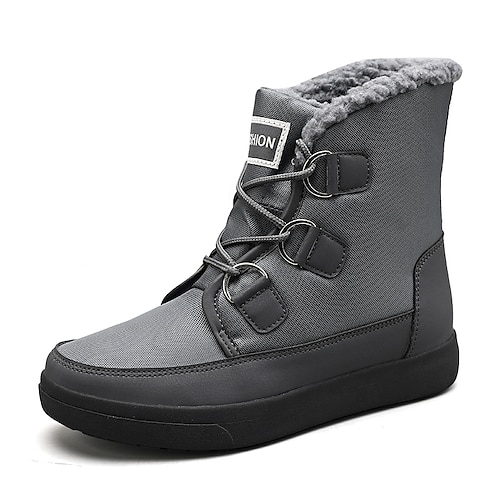

Women's Boots Outdoor Snow Boots Plus Size Booties Ankle Boots Winter Flat Heel Round Toe Sporty Casual Classic Walking Shoes PU Leather Canvas Lace-up Solid Colored Black Blue Gray