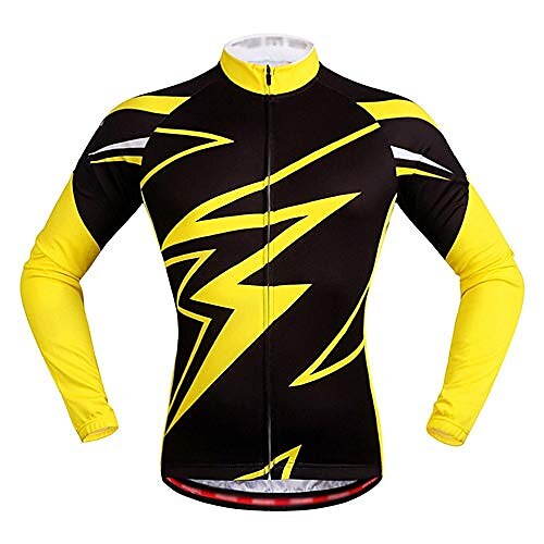 

cycling top quick dry polyester unisex cycling bike jersey long sleeve with 3 rear pockets- moisture wicking,breathable,quick dry biking shirt (color : yellow, size : s)