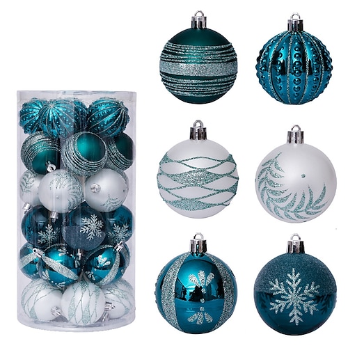 

6cm/30pcs Christmas Decoration Green And White Painted Christmas Ball Set Christmas Tree Pendant decor