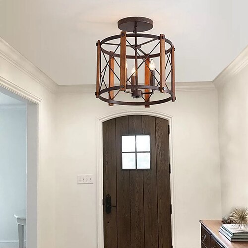 

43 cm LED Pendant Lights Lantern Design Flush Mount Lights Metal Painted Finishes Country 220-240V