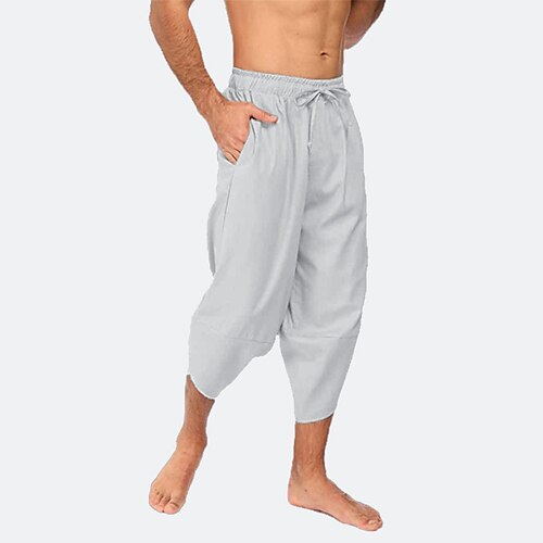mænds asual / sporty åndbar udendørs afslappet daglig capri shorts bukser ensfarvet kalvelængde snor grå hvid sort от Lightinthebox WW