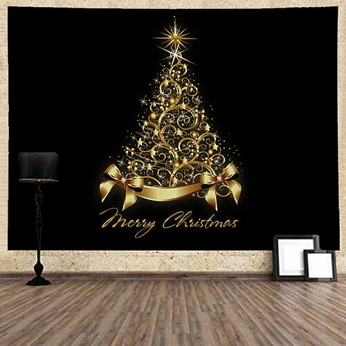 

Christmas Santa Claus Holiday Party Wall Tapestry Photography Background Art Decor Blanket Hanging Bedroom Living Room Decoration Tree Snowman Elk Snowflake Candle Gift Fireplace
