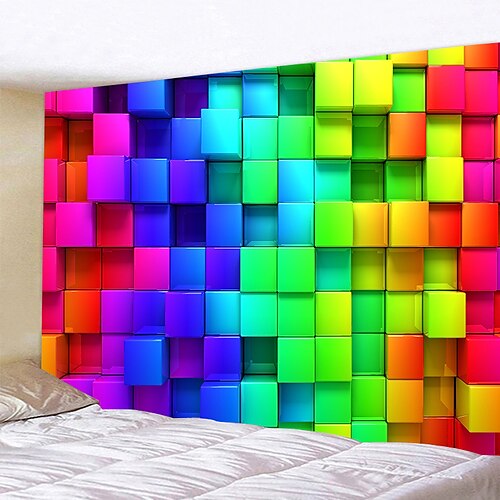 

Colorful Block Wall Tapestry Art Decor Blanket Curtain Hanging Home Bedroom Living Room Decoration Polyester