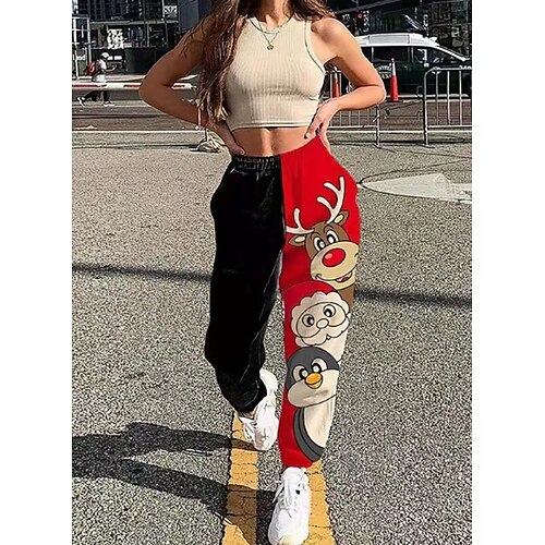 

Women's Sweatpants Joggers Black / Red Green Red Mid Waist Fashion Casual / Sporty Christmas Gifts Christmas Leisure Sports Pocket Print Micro-elastic Ankle-Length Comfort Deer S M L XL XXL